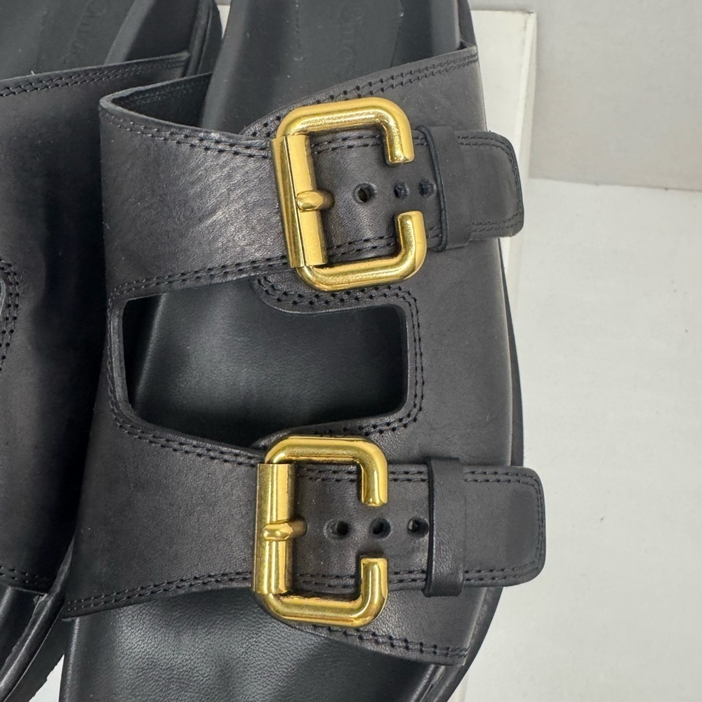 Chloe Nil Double-Strap Cowhide Mules In Black Color Size 38. - Picture 4 of 13